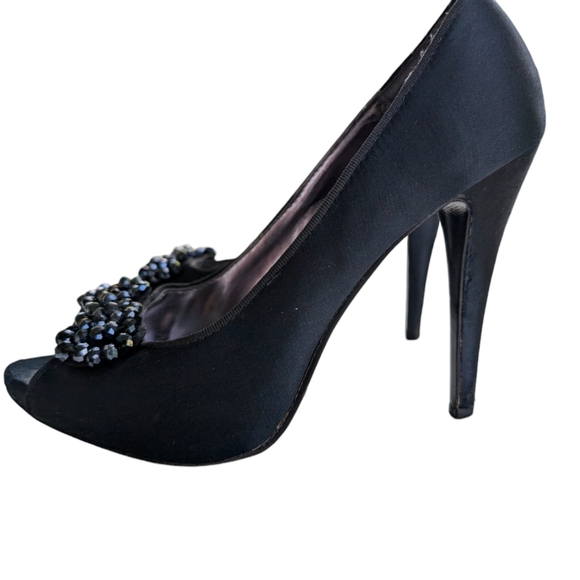 Chinese Laundry black satin embellished stiletto platform shoes size 9 - Picture 12 of 15